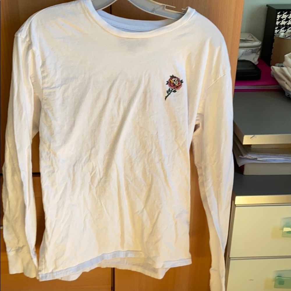 White long sleeve tee , with tiger design on back